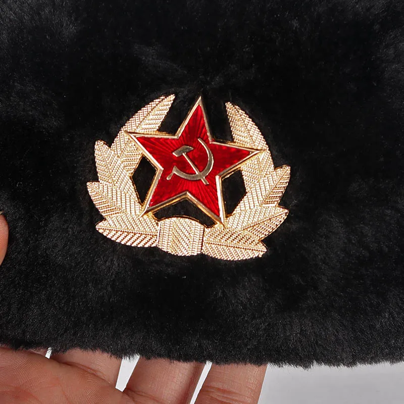 Новинка, черная зимняя русская армейская шапка-ушанка из искусственного меха, Женская авиационная советская шапка-бомбер, Мужская зимняя шапка gorro ruso hombre
