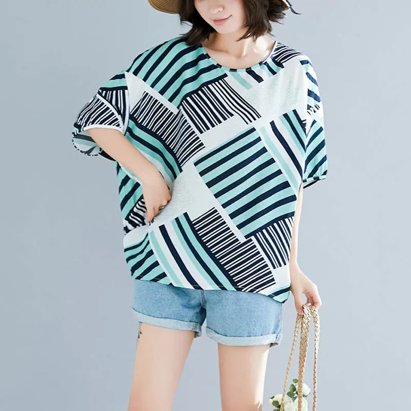 Женская хлопковая футболка с коротким рукавом большого размера|Футболки| |