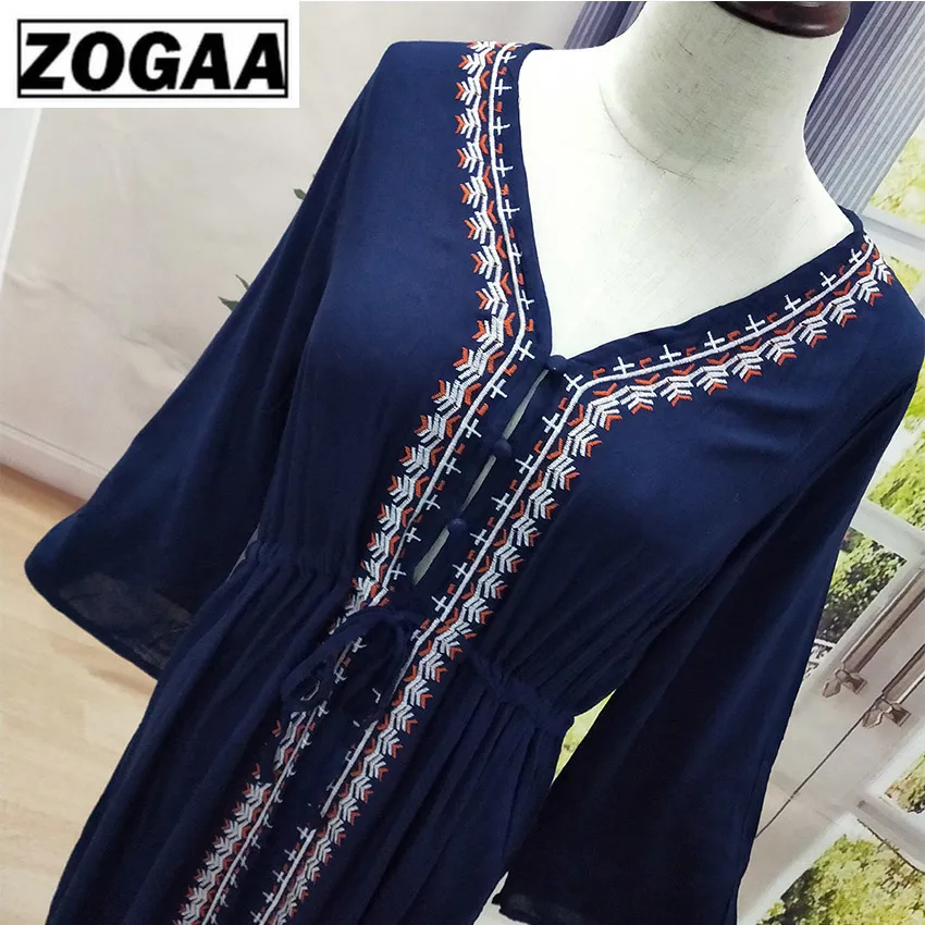 Платье туника ZOGAA Пляжное хлопковое с вышивкой|Женские платья| |