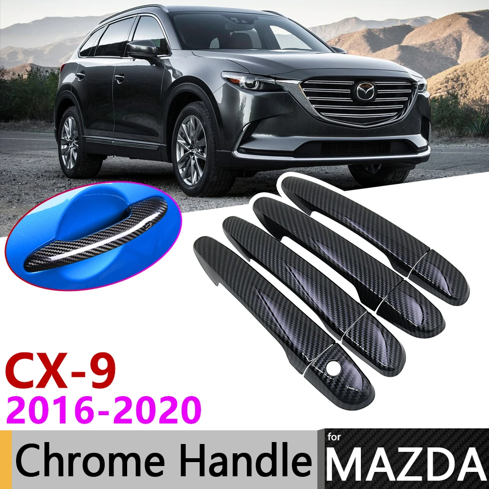 Черная накладка на дверную ручку из углеродного волокна для Mazda CX 9 CX9 TC MK2 2016 ~ 2020 2017
