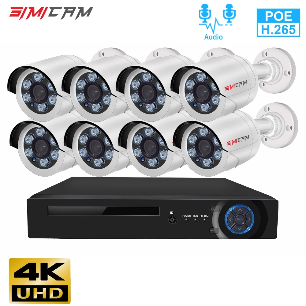 Камера видеонаблюдения 4K 8 Мп POE IP Supper HD NVR с аудиосистемой | Безопасность и защита