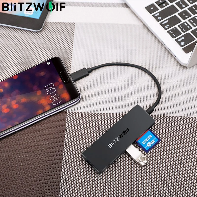 BlitzWolf BW TH4 5 в 1 Тип C до 3 Порты и разъёмы USB 0 SD Card Reader данных Hub Гбит концентраторы TF