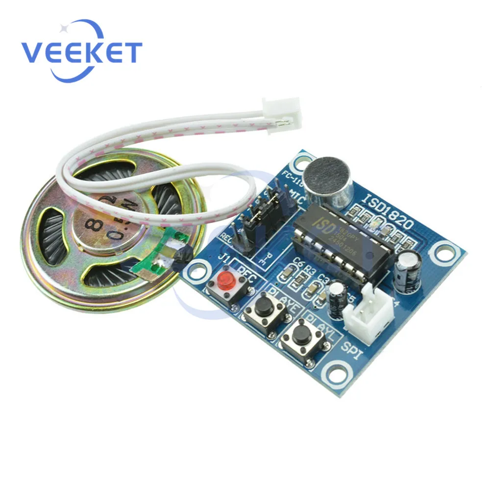 

3-5V ISD1820 Recording Voice Playback Module Mic Sound Audio Loudspeaker Telediphone Board With Microphones for Arduino