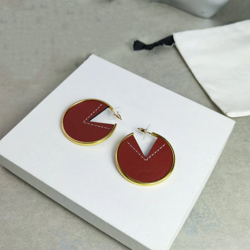

Charm fashion calf round ringearrings original brand high quality jewelry logo exquisite female gift