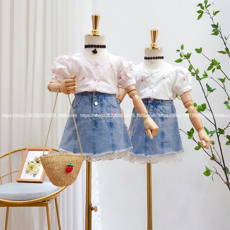 Детская юбка Новинка лета 2020 года однобортная рубашка с короткими рукавами для