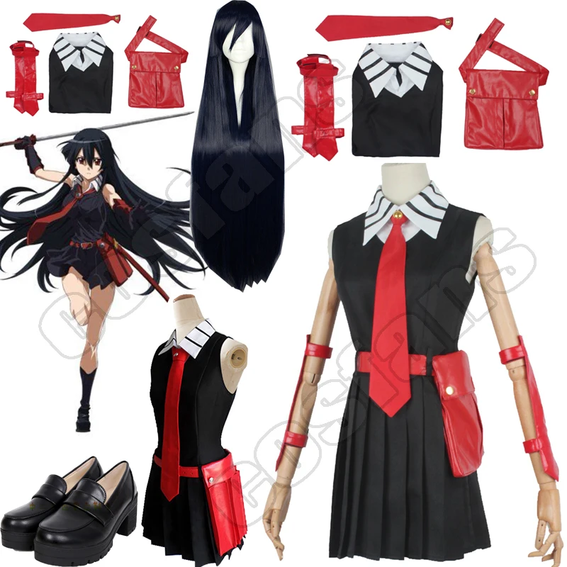 

Аниме Akame ga KILL! Униформа Akame cos прохладный костюм JK, одежда для косплея Akame, костюм на Хэллоуин, платье + рубашка + галстук, комплекты аксессуаро...