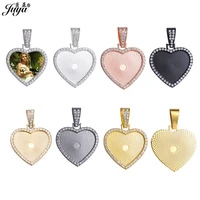 3pc heart cabochon pendant base 2530mm zircon blank settings tray charms for necklaces diy jewelry making accessories findings