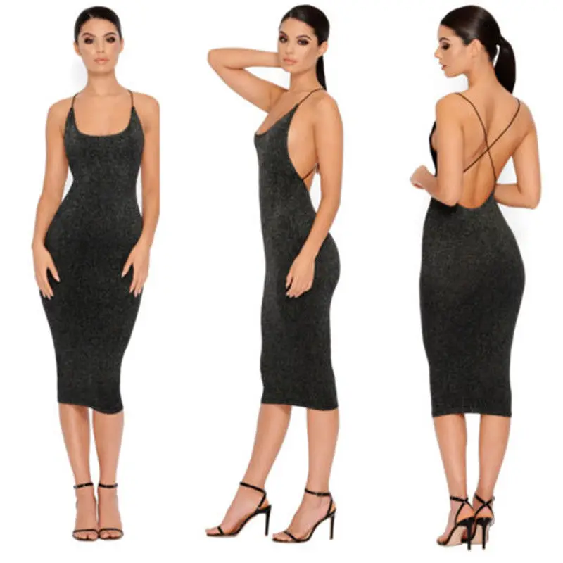 

Hot sale women sexy sleeveless solid backless dress summer party beach skinny Fashion Bodycon Casual Party Underwear nightdress