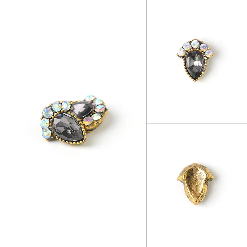 

10 pieces Antique alloy Marquise 3d nail art decorations charm rhinestone glitter crystal stone rhinestone jewelry acce