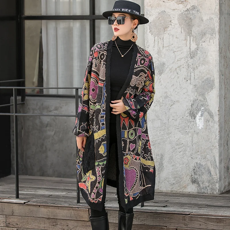 QING MO Fashion Plus Size Thick Mink Cardigan Sweater Women 2022 Spring Winter New Loose Knitted Jacket ZWL1247 |