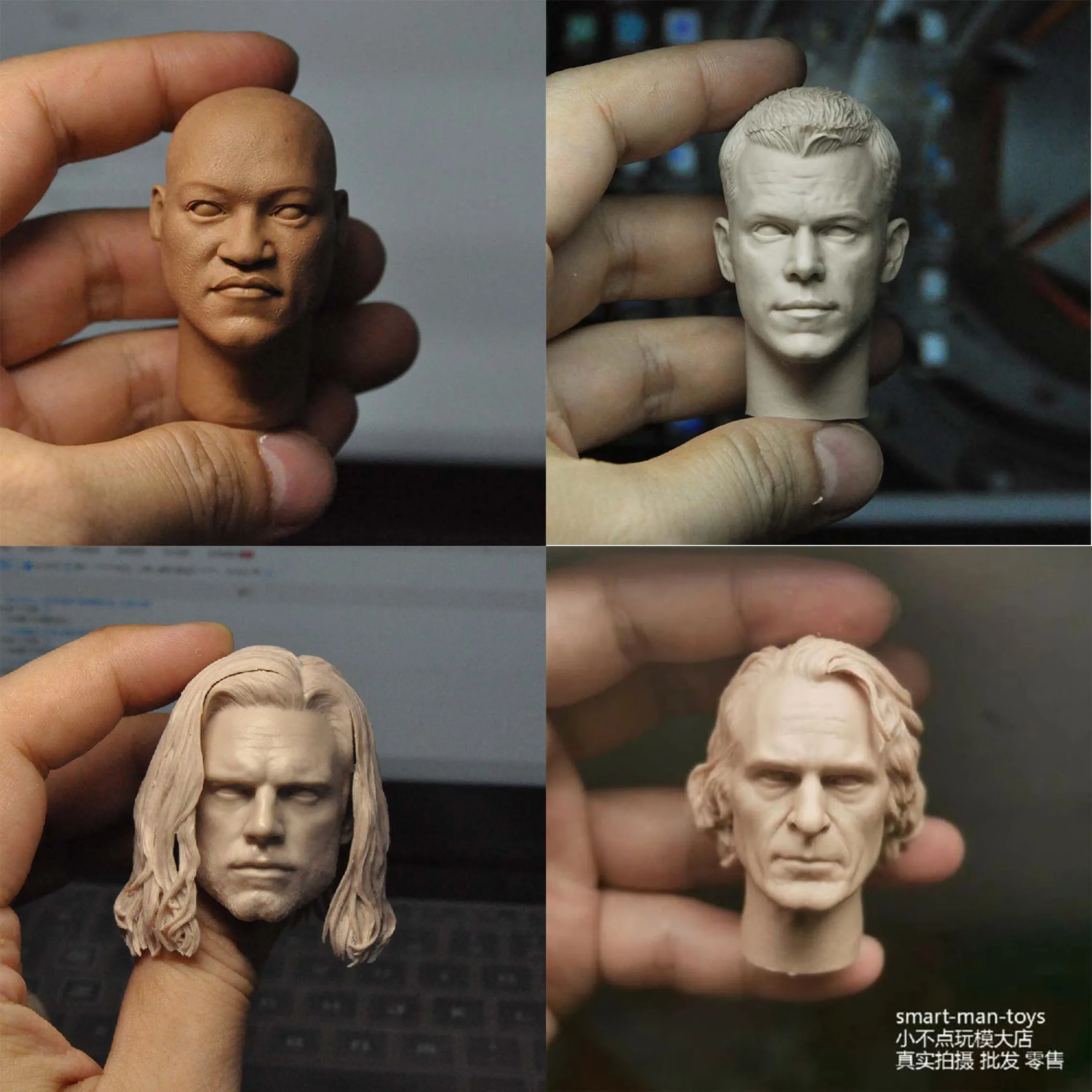 

1/6 Male Head Sculpture Unpainted White Carving Model Europe American Man Collection Doll For 12inches Figure Action Accessory