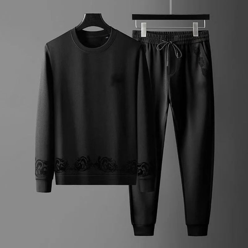 

autumn and winter new products European and American men's casual sports suit fashion trend long-sleeved trousers two-piece suit