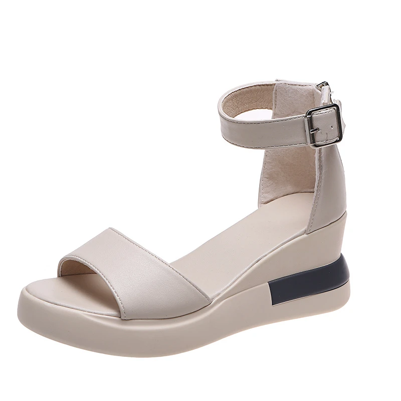 

Summer Women Ankle-warp Sandals Platform Wedge Heel Open Toe Height Increasing Buckle Zip Leisure Casual Shoes Ladies Female