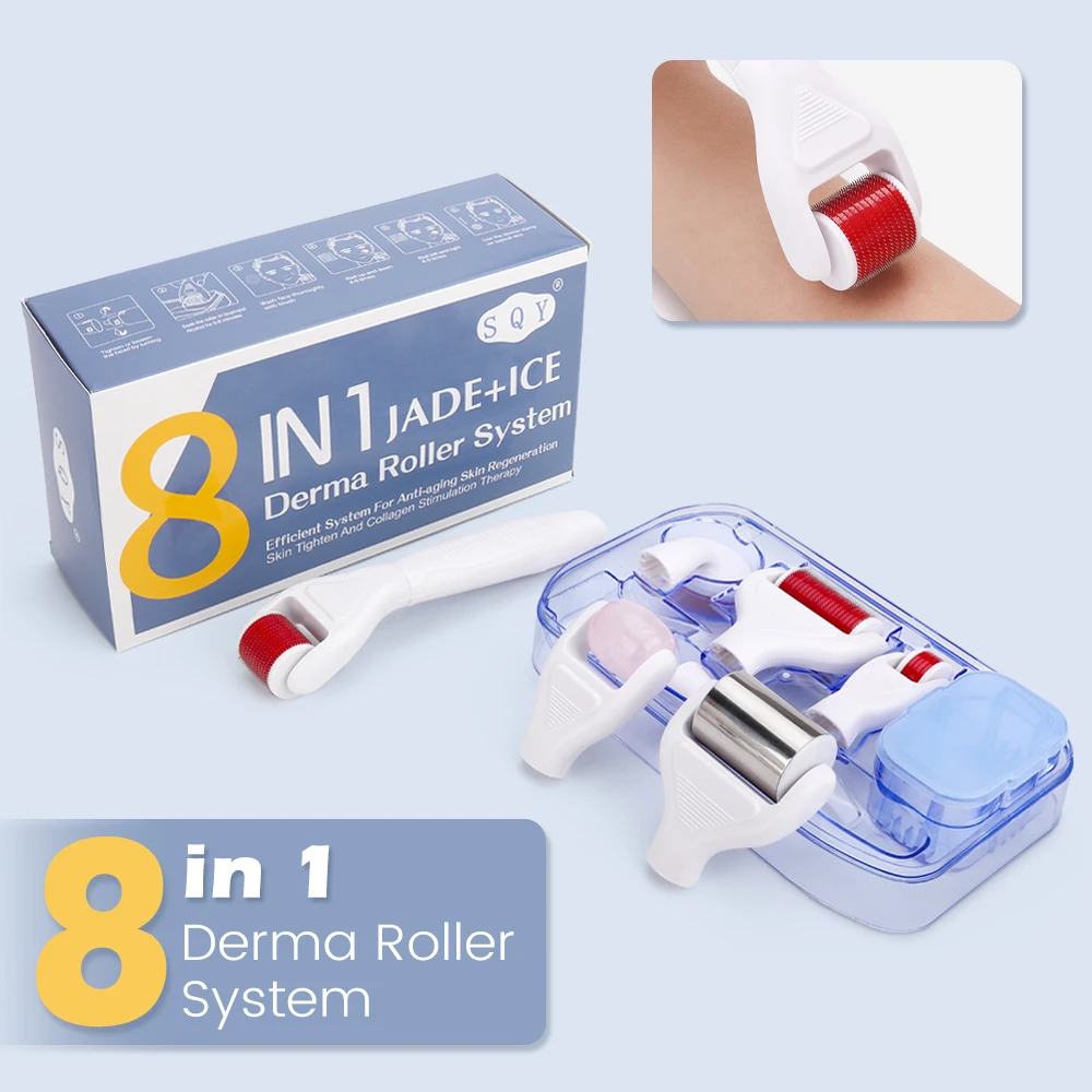 

Derma Roller Micro Needle 8 In1 Roller Kit Micro-needling Roller Titanium Mezoroller Skin Care Sterile Device for Face Eye Body