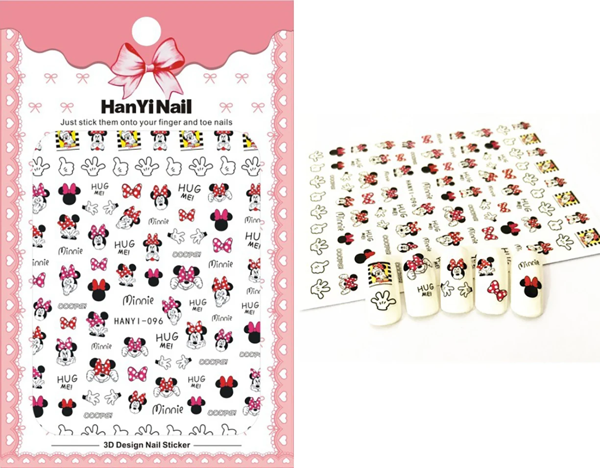 

10PCS 3D Disney Handmade Art DIY Snow White Mickey Stitch Nail Art Sticker Pooh Nail Art Slider Nail Decoration Decal