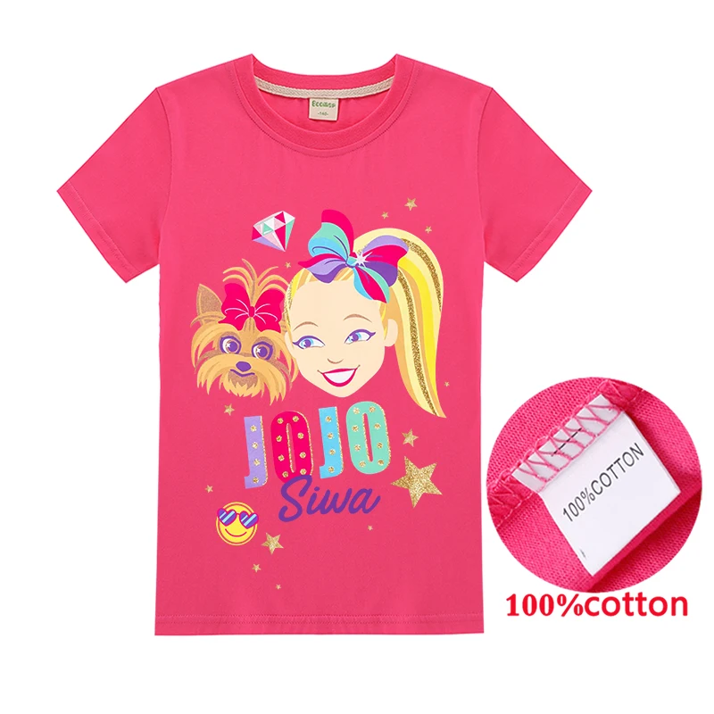 JOJO SIWA/Летняя одежда модная футболка хлопковые топы для девочек детские рубашки с
