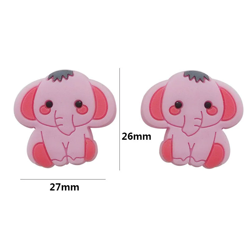 Chenkai-Cuentas de silicona de elefante para beb&eacute;, mordedor de dentici&oacute;n de dibujos animados para bricolaje, collar de beb&eacute;, colgante, pulsera, accesorios, 10 piezas-4