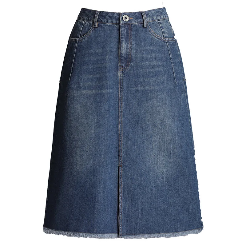 

2021 Summer New Arrival High Waist Slim Sexy Split Simple Stretch Casual All-match Women A-line Denim Long Skirt Free Shipping