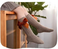 18pairlot infant baby girls socks newborn toddler knee high socks bow knot solid cotton stretch autumn winter tights leg warmer
