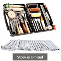 jiwuo 48pcs diy professional leather craft tools kit hand sewing stitching punch carving work saddle groover set accessories