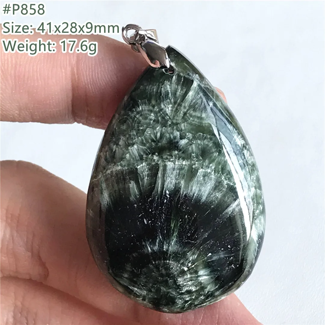 

Топ натуральный зеленый Серафинит Ожерелье Подвеска для женщин мужчин лечение любовный подарок кристалл серебряные бусины камень ювелирн...