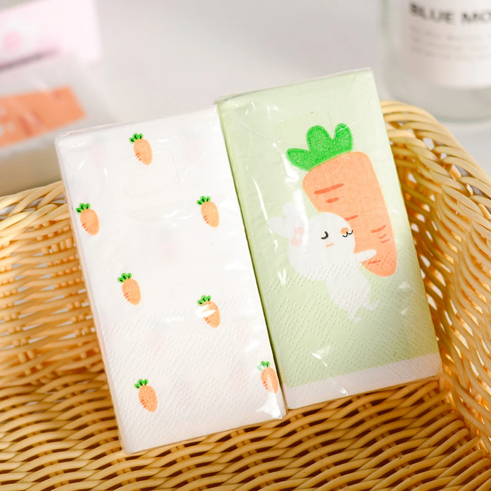 8 упаковок/коробка мини-салфетки бумага с мультяшным принтом редиса 100% салфетки