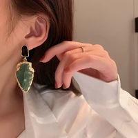 xialuoke new 2022 geometric irregular green resin earrings for women vintage unique drop earrings party jewelry