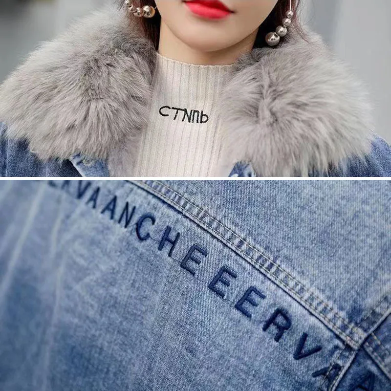 Женская утепленная джинсовая куртка Повседневная укороченная из джинсовой