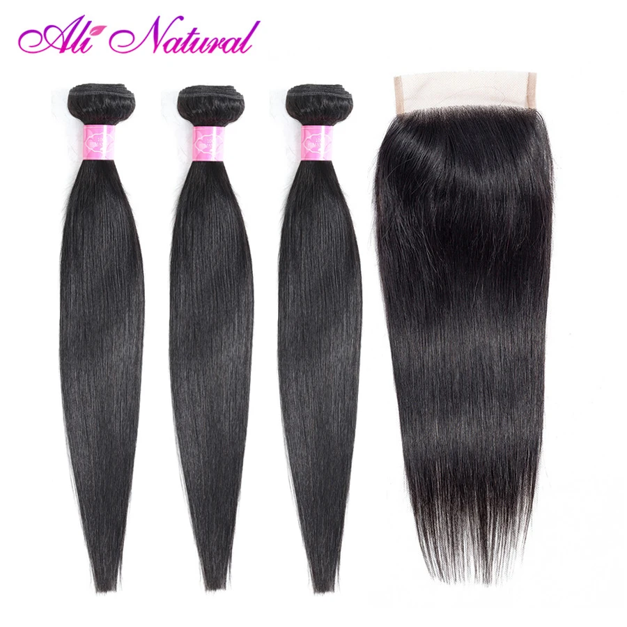 Али натуральные бразильские прямые волосы плетение 3 пучка 100% человеческие пучки