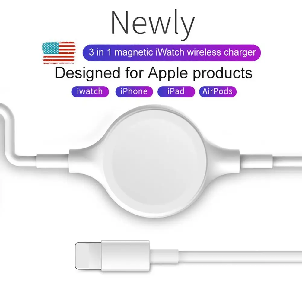 3 в 1 адаптер для беспроводной зарядки 2 4 поколения Apple Watch мобильные телефоны