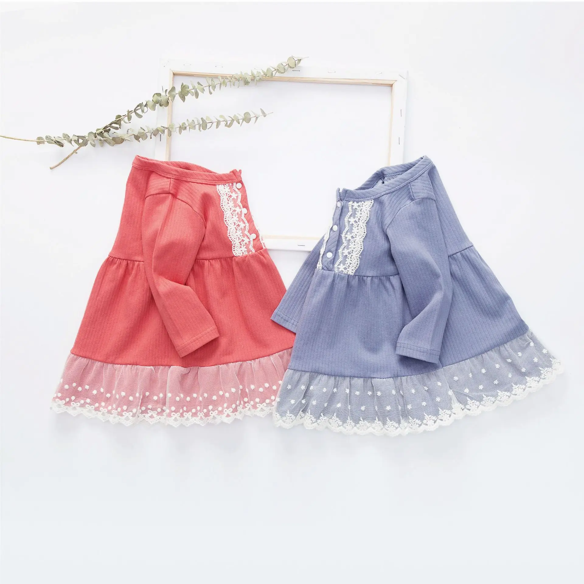 Одежда для девочек коллекция 2019 года сезон осень Новинка кружевное однотонное