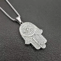 dropship classic hand of fatima hamsa necklace pendants silver color chain palm statement jewelry for womendropshipping center