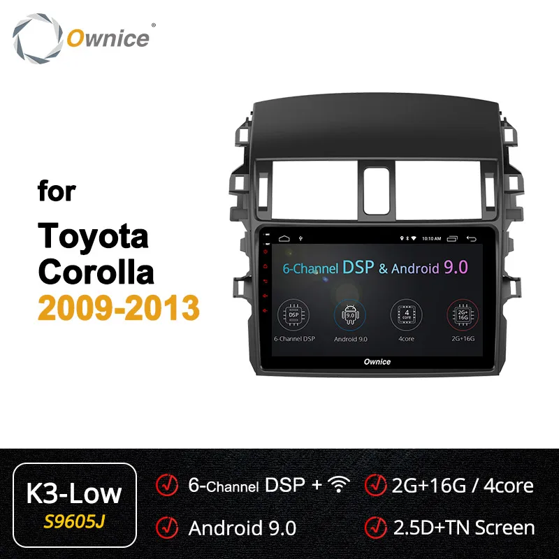 S9605 K3-Low Ownice Восьмиядерный Android 9,0 360 панорама DSP SPDIF автомобильный Радио dvd-плеер k3 k5 k6 для Toyota Corolla 2009 2010 2011 2012 2013 - Цвет: S9605 K3-Low