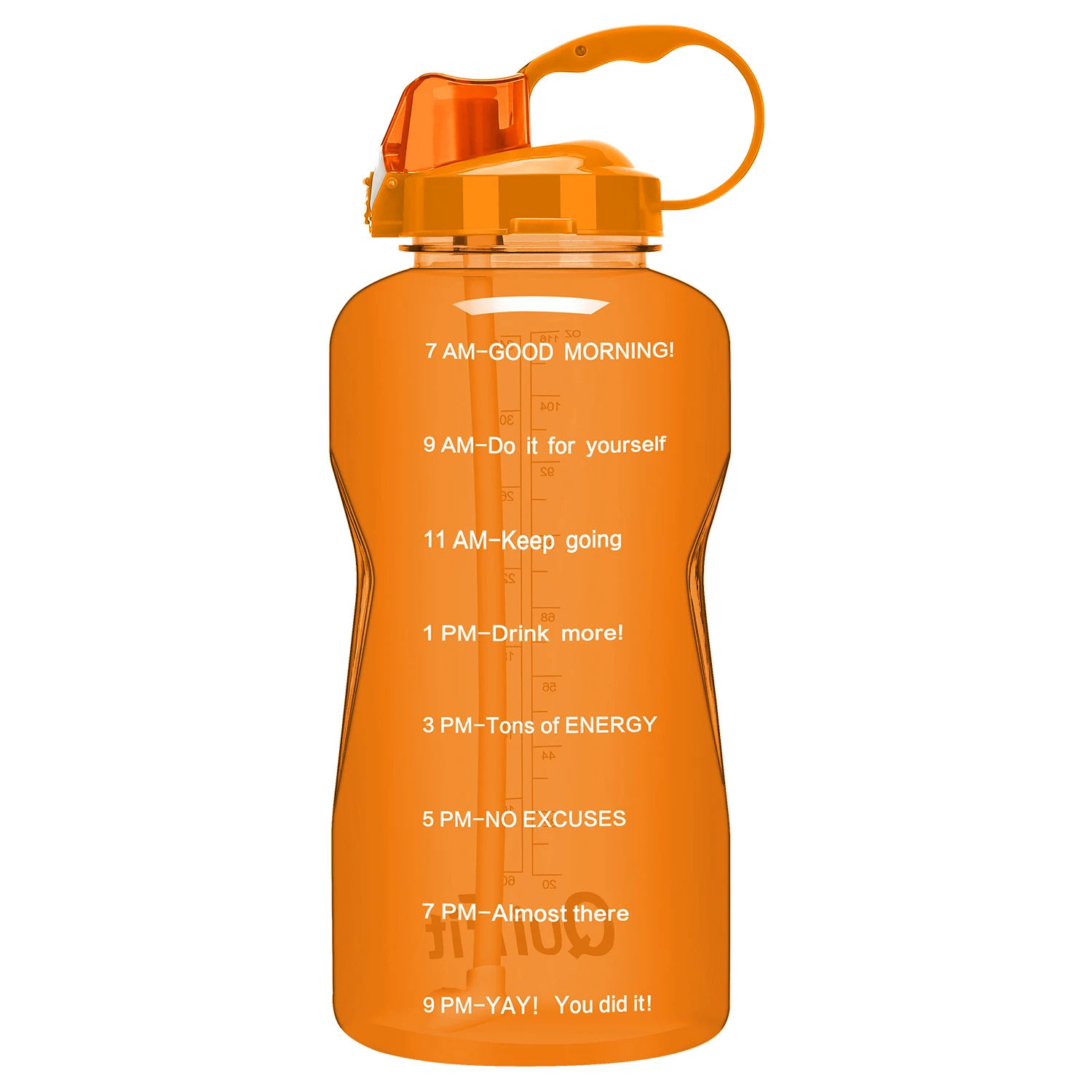 Orange BuildLife Тритан галлон бутылка для воды 128 OZ/64 OZ 3.8L/2L с уникальной шкалой времени/измерения/цели отмечены раз BPA бесплатно Спорт Тренажерный зал - Цвет: Orange