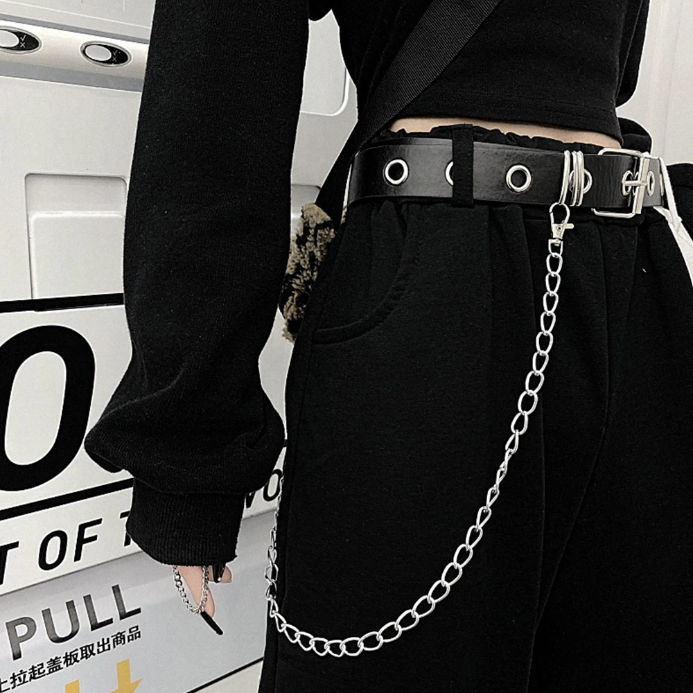 

Dark Icon Side Button Straight Women's Pants Black White Patchwork Wide Leg Opening Trousers Women