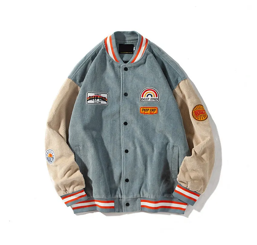 

Мужская Ретро винтажная уличная мода GODLIKEU, свободная куртка, Вельветовая бейсбольная форма с вышивкой для колледжа