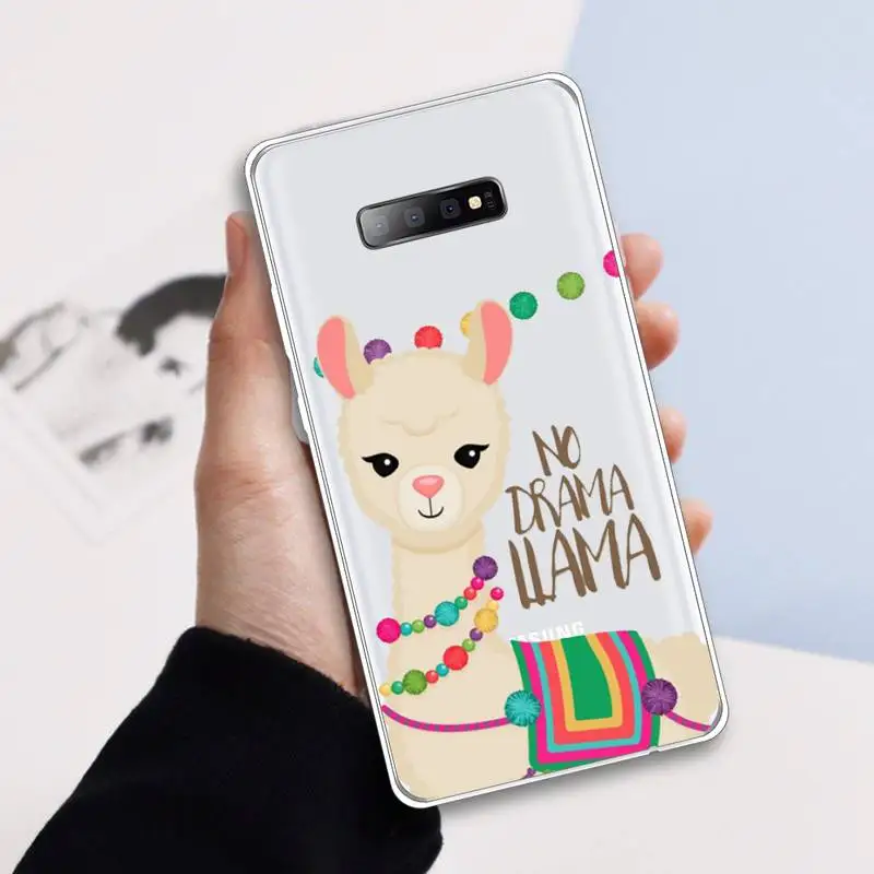 

cute lamas Alpaca animals Phone Case Transparent For Samsung Galaxy A 71 21s S note 8 9 10 plus 20 ultra