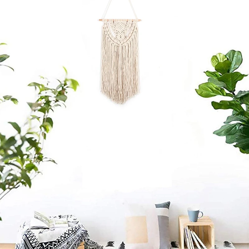 

Macrame Woven Wall Hanging Boho Chic Bohemian Room Geometric Tapestry Art Beautiful Dorm Room Decoration 75X35cm
