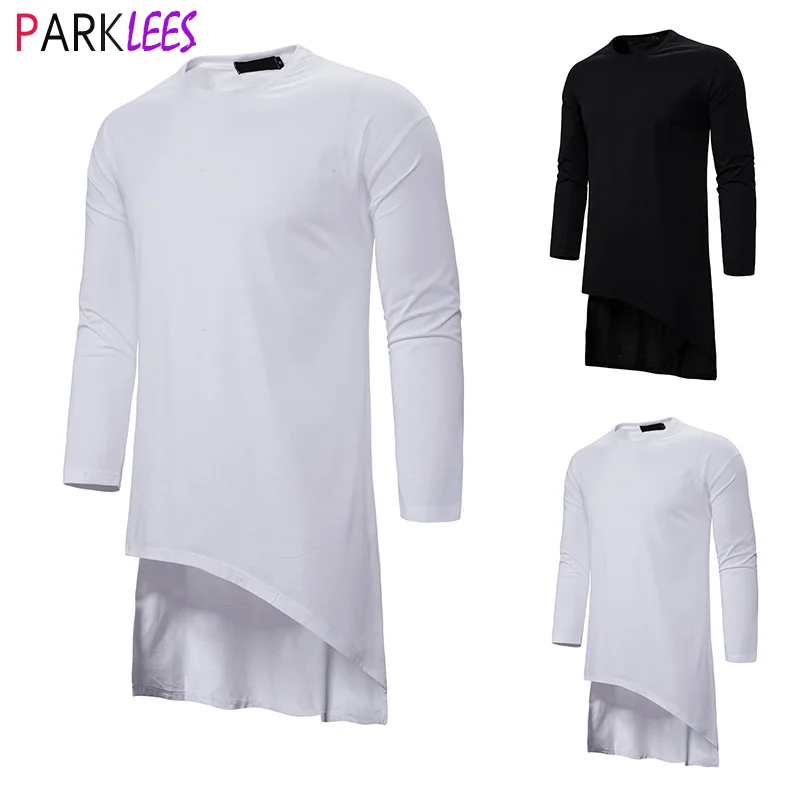 Мужская сверхдлинная ассиметричная футболка Swag 2020 хип хоп хипстер Homme с длинным