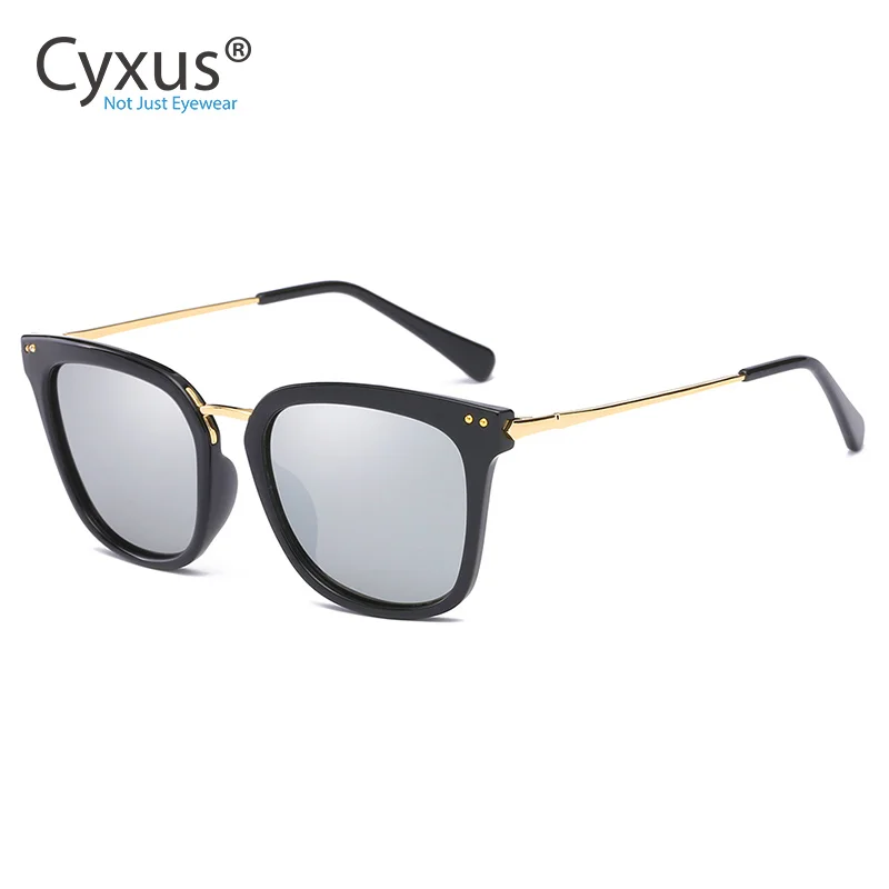 Серебристый Cyxus Classic UV 400 поляризованные солнцезащитные очки зеркальные негабаритные солнцезащитные очки с защитой UVA UVB для женщин-1913 - Цвет линз: Серебристый