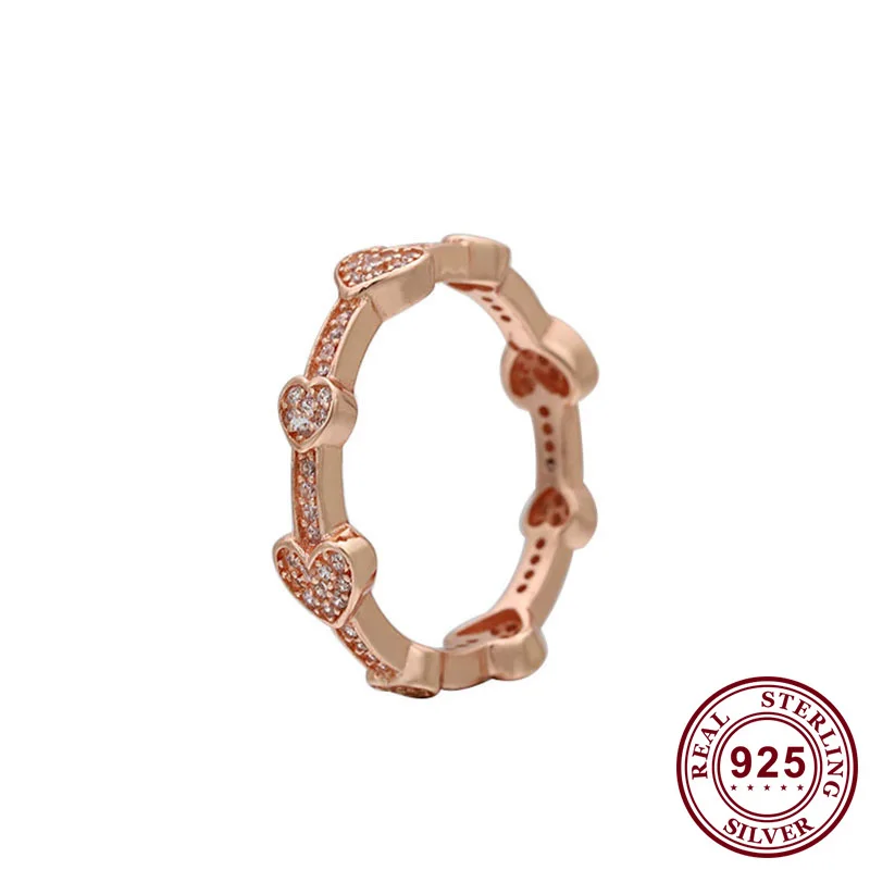 

Original 925 Sterling Silver Pan Ring Rose Gold Tempting Heart Ring For Women Wedding Party Gift Fashion Jewelry