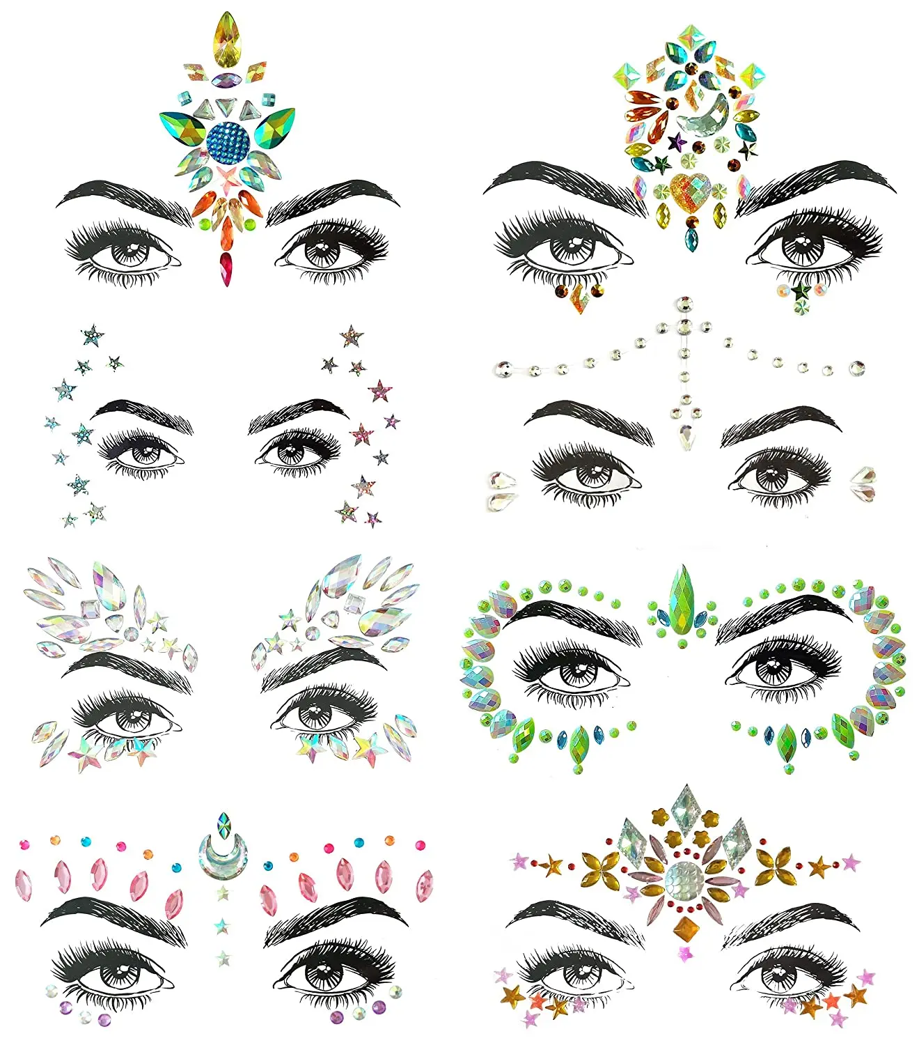 

Украшения для лица, татуировка Стразы, наклейка для тела в виде русалки, s светится в темноте, светящийся драгоценный камень для лица, флуоресцентные кристаллы, наклейка, украшения для тела