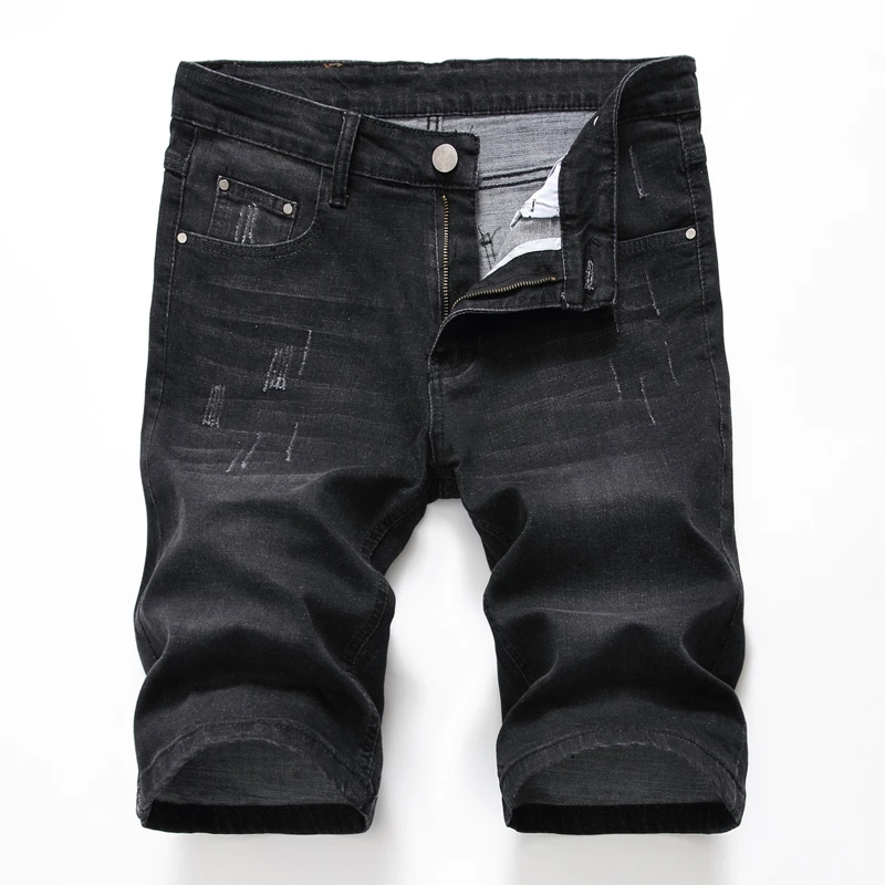 Новинка лета 2020 мужские рваные короткие байкерские джинсы Модные Черные Серые
