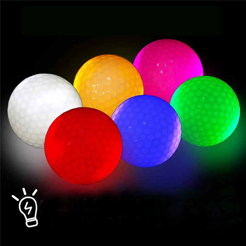

2Pcs Golf Practice Balls Waterproof LED Luminous Night Professional Golf Balls Reusable And Long-lasting Glow Training