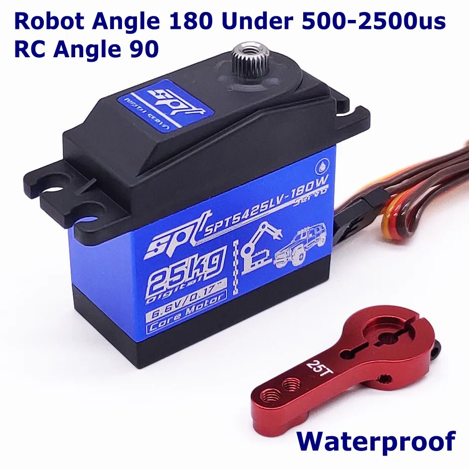 25kg 180 Waterproof SPT5425LV 25 кг большой крутящий момент цифровой стандартный сервопривод водонепроницаемый для 1:8 1:10 RC автомобиль альпинист самолет металлический чехол - Цвет: 25kg 180 Waterproof