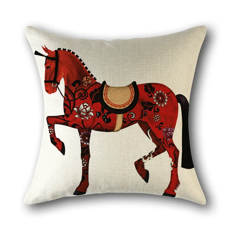 Наволочка Творческий подушка чехол красный животное лошадь домашний декор