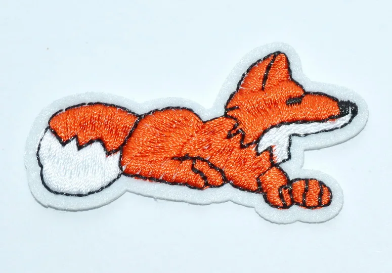 

1x little orange fox wildlife embroidered applique iron on patch (≈ 5.5 * 3 cm)