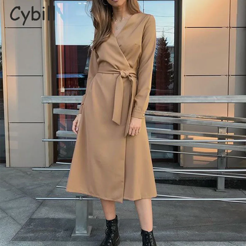 Женское платье трапеция Cybill Повседневное средней длины с v образным вырезом и