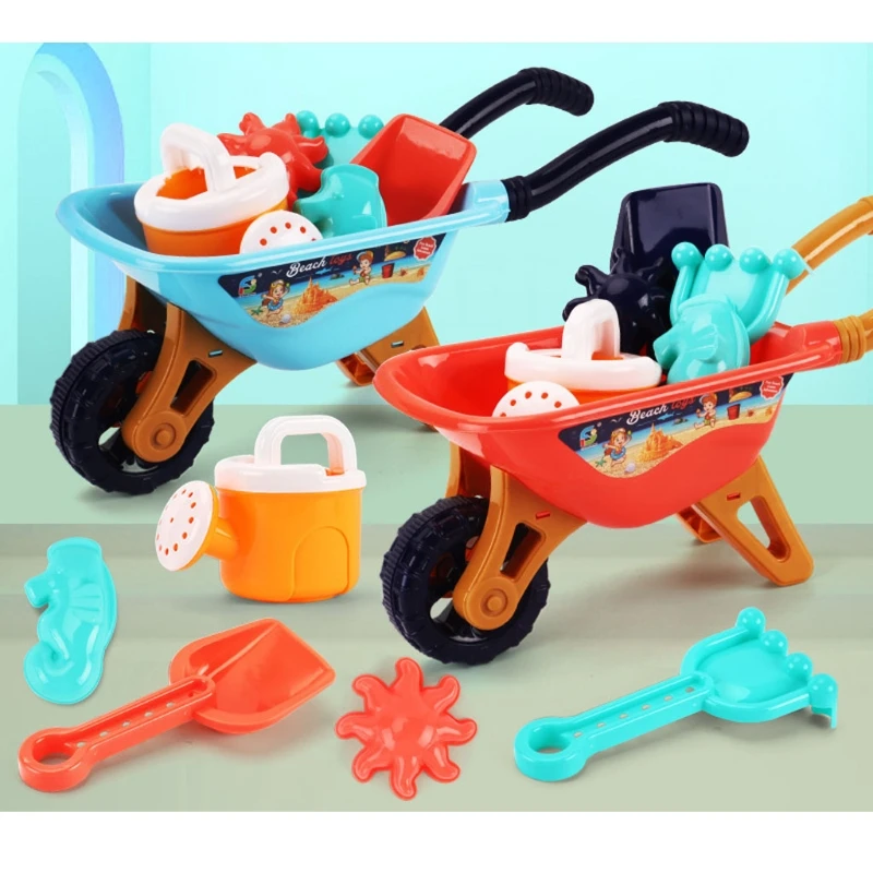 

Sand Toys Includes Big Trolley Watering Can,Shovels,Sea Animal Molds,Bucket Sand Boxes for Kids Outdoor