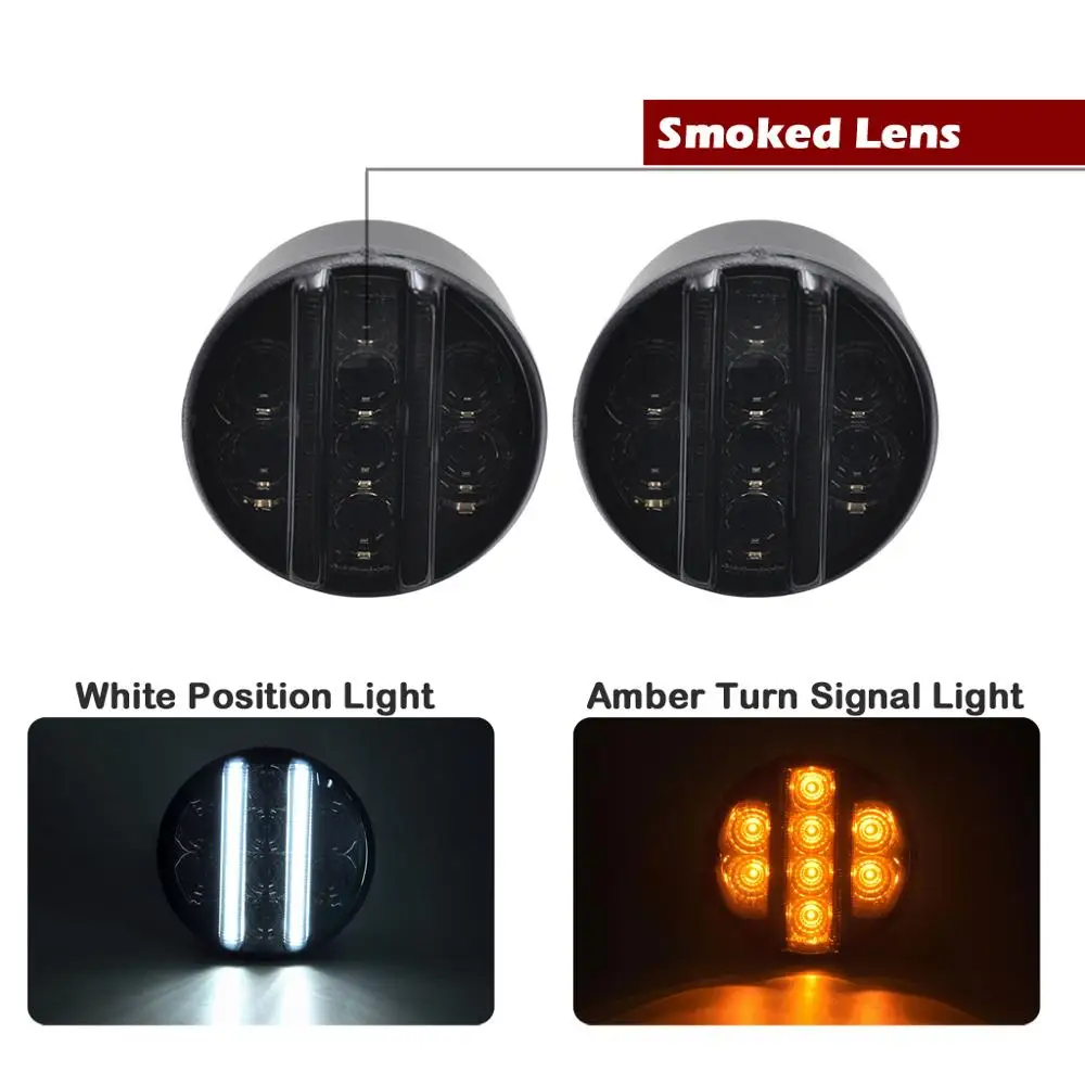 

For Jeep Wrangler JK 2007-2017 Clear or Smoked Lens Car front LED amber turn signal light white Position lights Running lamp